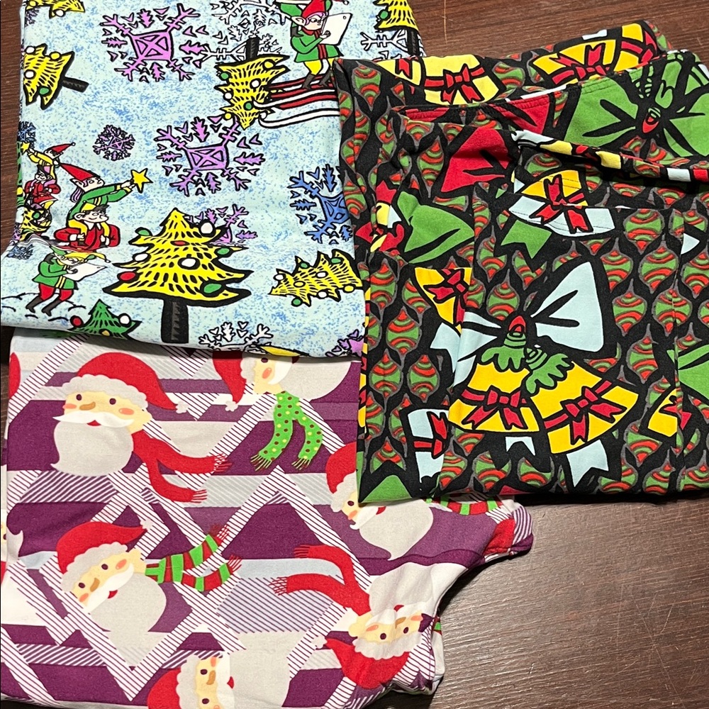 LuLaRoe Festive Red and Green Patterned Fabric